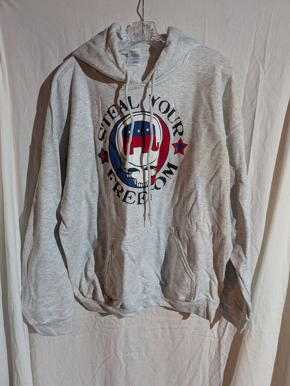 "Steal Your Freedom" Democrat Skull Hoodie Sweatshirt In Gray Size XL